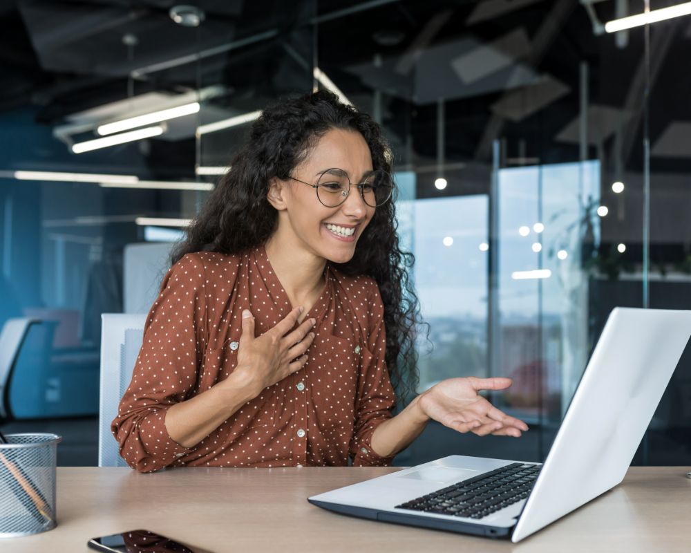 Woman using laptop